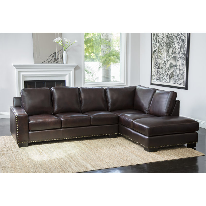 Three Posts Mccaffrey Leather Sectional & Reviews Wayfair